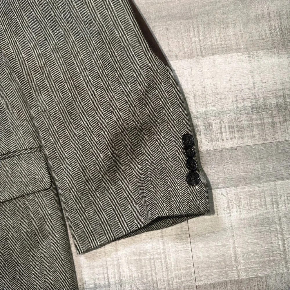 Ralph Lauren Men Blazer 46 Large Gray Wool 2 Button Sport Coat Elbow Patches